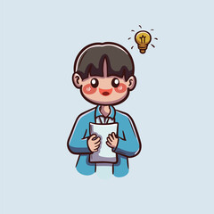 Cheerful Businessman with Idea Lightbulb