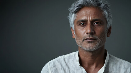 Obraz premium A male Indian man with gray hair, generative AI
