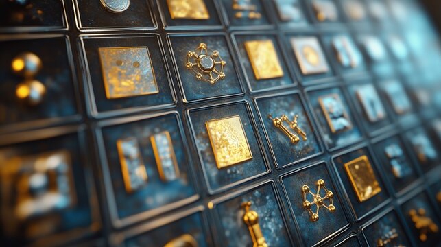 Technology oriented metallic texture icon interface