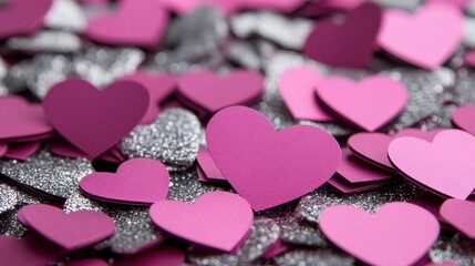 Obraz premium Colorful Hearts and Glittery Shapes on a Vibrant Background