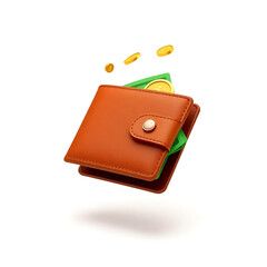 Brown Leather Wallet with Cash Bills Icon
