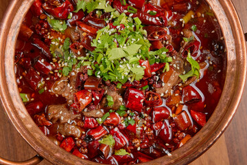chinese food on plate photographed at high angle, restaurant food, chinese traditional cuisine
