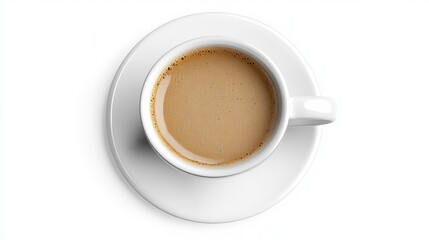 Fototapeta premium Fresh Coffee in a White Cup on a Saucer with Smooth Texture
