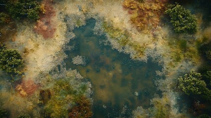 Abstract colorful pattern resembling a natural landscape, vibrant hues swirling together, could be used for artistic designs or backgrounds.