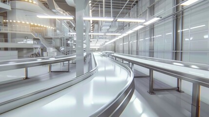 State-of-the-Art Factory with Advanced Conveyor System in Operation Exemplifying Modern Industrial Processes and Efficiency