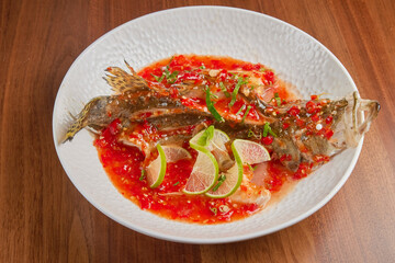 chinese food on plate photographed at high angle, restaurant food, chinese traditional cuisine