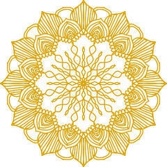 Golden Modern and Minimalist Mandala with Bright Colors. Geometric Circle Design Element for Invitation and Greeting Cards.