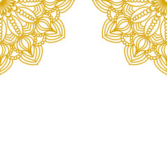 Golden Modern and Minimalist Mandala with Bright Colors. Geometric Circle Design Element for Invitation and Greeting Cards.