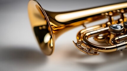 Obraz premium Golden Trumpet Close-Up: A Musical Instrument's Elegance