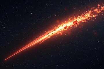 Fototapeta premium Fiery Meteoroid Blazing Across Starry Night Sky Cosmic Fireball Trail