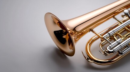 Obraz premium Close-up of a Polished Gold Euphonium, Musical Instrument