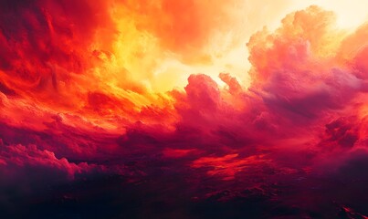 Fototapeta premium Fiery clouds illuminating the evening sky