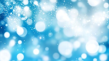 Fototapeta premium Abstract blue and white light bokeh background with sparkling effects