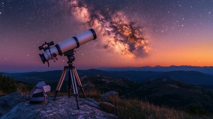 Naklejka premium telescope at sunset
