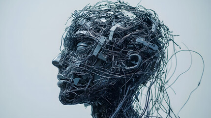 Cybernetic Head: A Digital Sculpture of Entangled Wires and Circuits