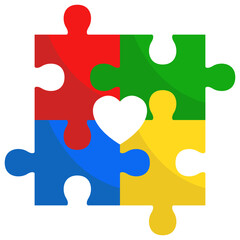 Colorful jigsaw puzzles icon isolated on white background.