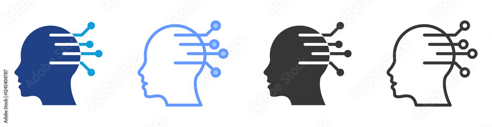 Poster Deep learning icon set multiple style collection