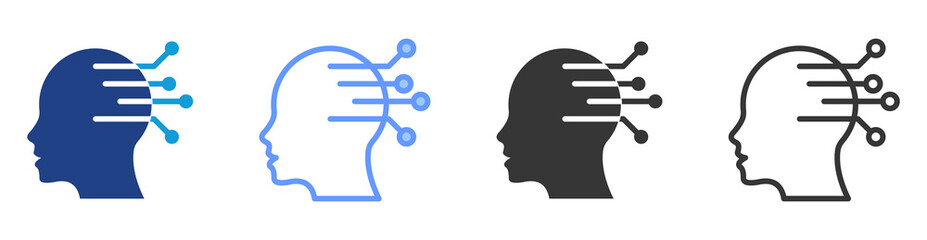 Deep learning icon set multiple style collection