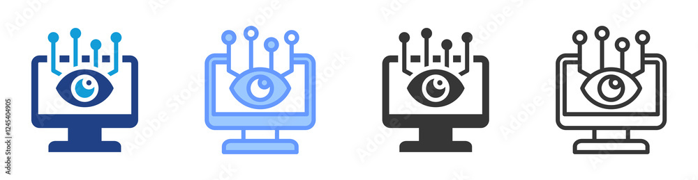 Poster Computer vision icon set multiple style collection