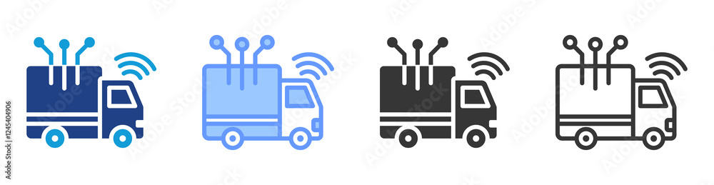 Poster Autonomous vehicle icon set multiple style collection