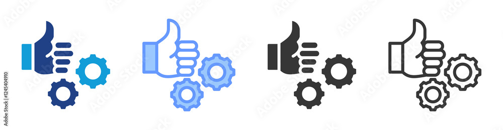 Poster recommendation engine icon set multiple style collection