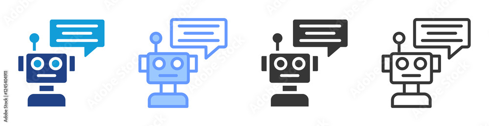 Fototapete chatbot system icon set multiple style collection