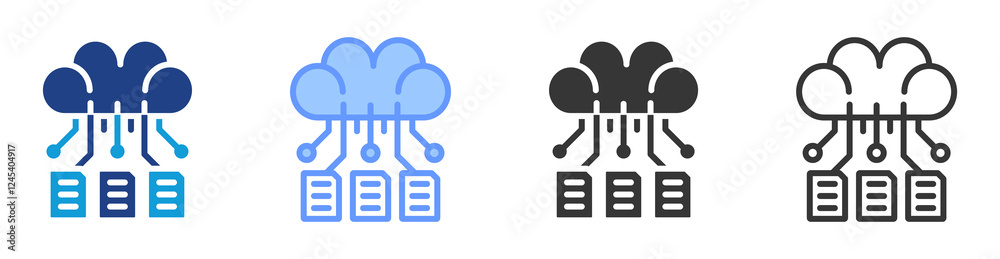 Poster Predictive model icon set multiple style collection