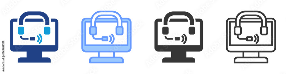 Poster Virtual assistant icon set multiple style collection