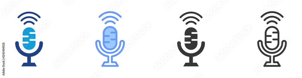 Poster Voice assistant icon set multiple style collection