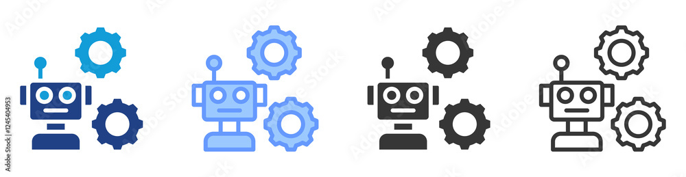 Poster Robotic automation icon set multiple style collection