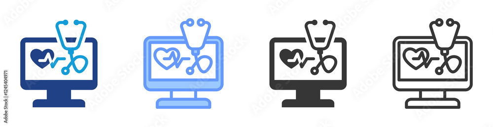 Poster healthcare diagnostic icon set multiple style collection