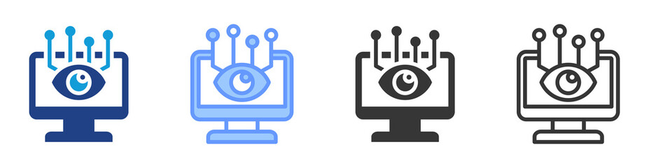 Computer vision icon set multiple style collection