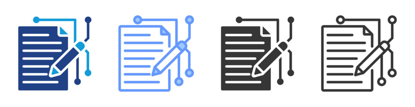 Text generation icon set multiple style collection