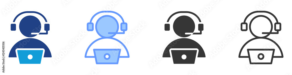 Poster customer support icon set multiple style collection