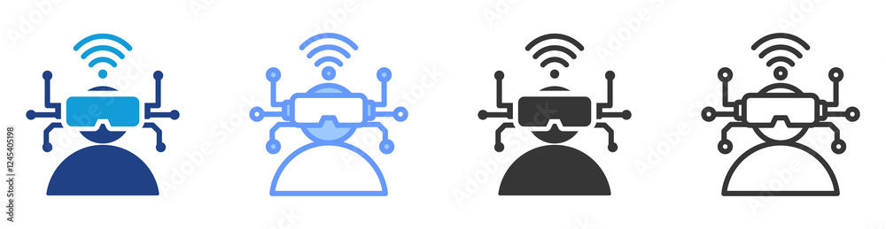 Aufkleber virtual reality icon set multiple style collection