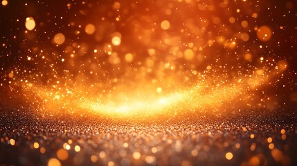 Golden Glitter Background With Sparkling Lights