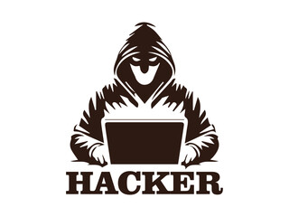 Illustration hacker criminal security internet logo vector and background logo veckor Hacker and shield  symbol for hacker protection 