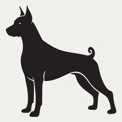 Dog Silhouette Doberman Vector Black and White