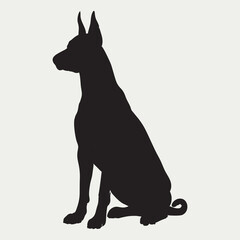 Dog Silhouette Doberman Vector Black and White