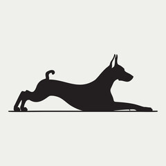 Dog Silhouette Doberman Vector Black and White