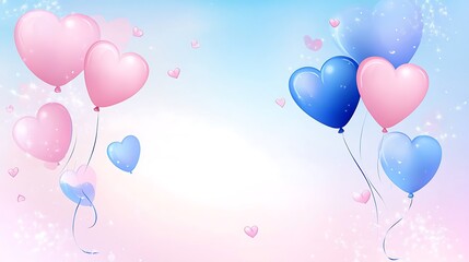 Pink and Blue Heart Shaped Balloons Float Gently
