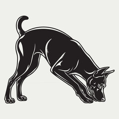 Dog Silhouette Doberman Vector Black and White