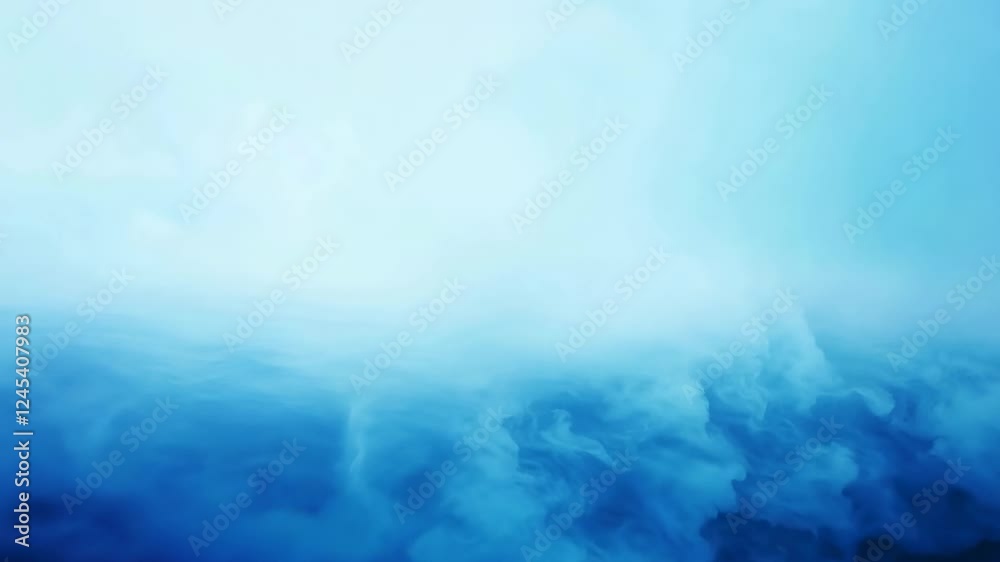 Wall mural a dynamic animation of blue abstract waves with fluid particle motion, creating a futuristic, digita