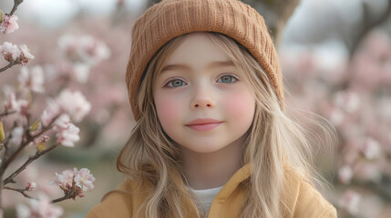 Fototapeta premium Children fashion campaign with kids wearing pastel-themed casual wear playing in a park