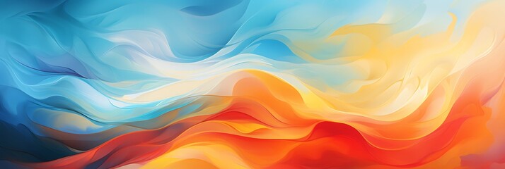 Obraz premium Abstract Flow: Vivid hues of blue, orange, and white intertwine in a dynamic, abstract composition, evoking a sense of movement and energy. The fluid forms create a captivating visual experience.
