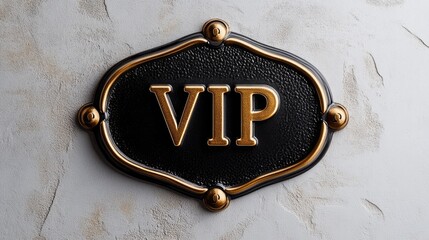 Golden vip sign on elegant marble background representing exclusive access