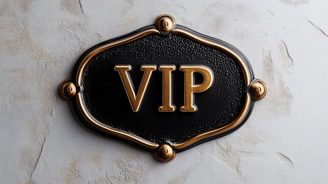Golden vip sign on elegant marble background representing exclusive access