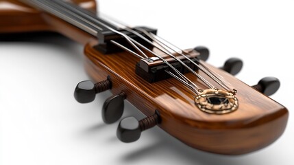 Fototapeta premium Close-up of a Exquisitely Crafted Wooden Bass Guitar