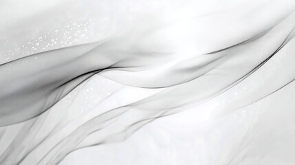 Elegant Black and White Flowing Fabric Texture with Soft Transparent Waves, Minimalist Abstract Design, and Ethereal Light