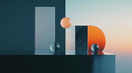 Modern Geometric Mockup with Glass and Gradient Lighting